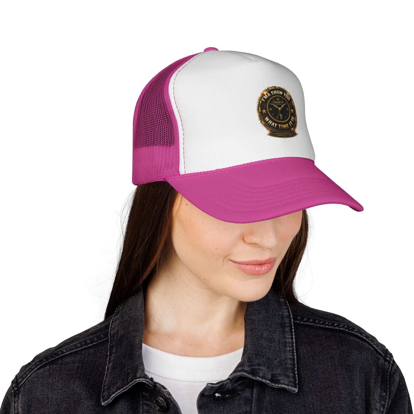 Vintage Gold Compass Trucker Cap — “Nowhere to Be, Any Time to Go” Mesh Hat