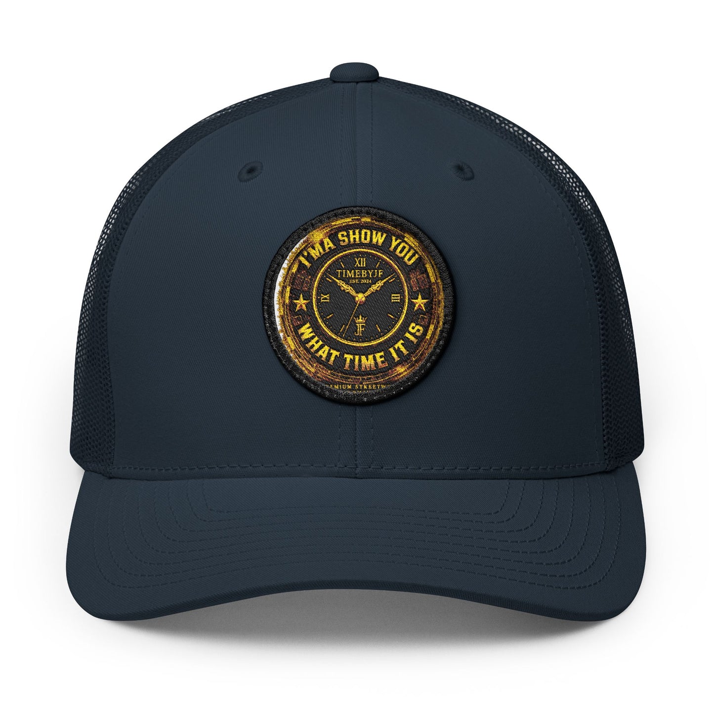 Vintage 'Show Me What Time It Is' Embroidered Patch Trucker Cap