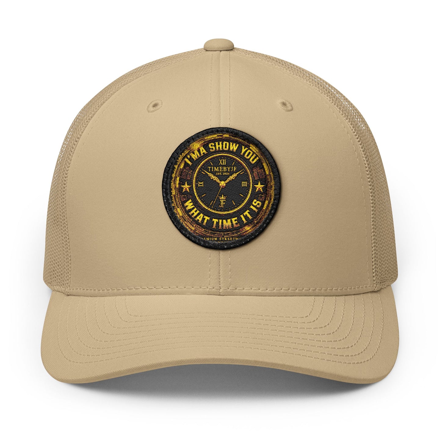 Vintage 'Show Me What Time It Is' Embroidered Patch Trucker Cap