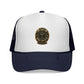 Vintage Gold Compass Trucker Cap — “Nowhere to Be, Any Time to Go” Mesh Hat