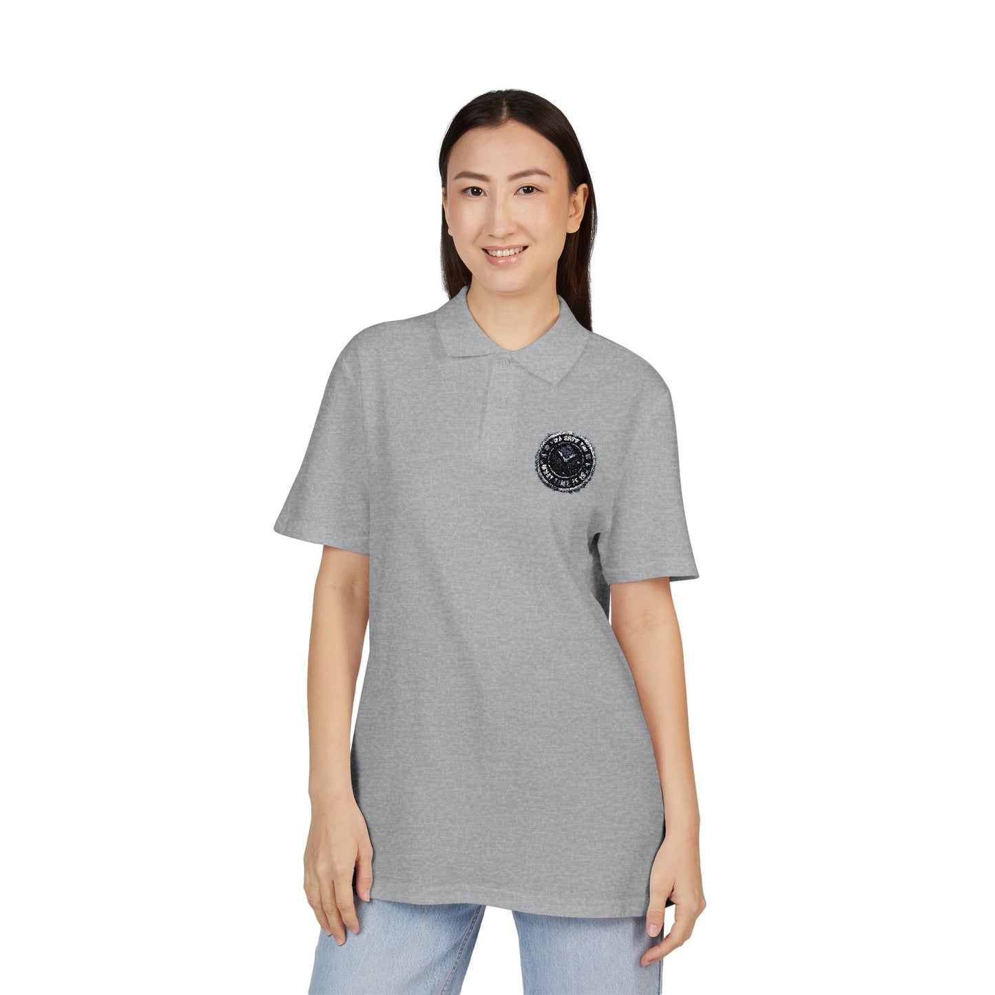 Embroidered Crest Polo Shirt — Classic White Pique