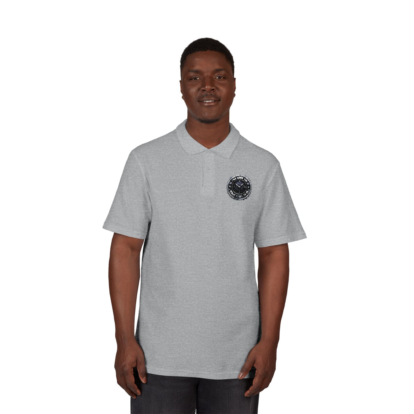 Embroidered Crest Polo Shirt — Classic White Pique