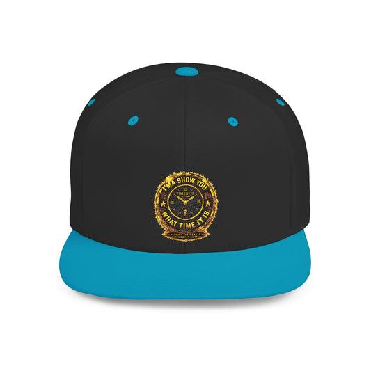 Snapback Hat — Gold Seal Clock Logo Flat Bill Cap