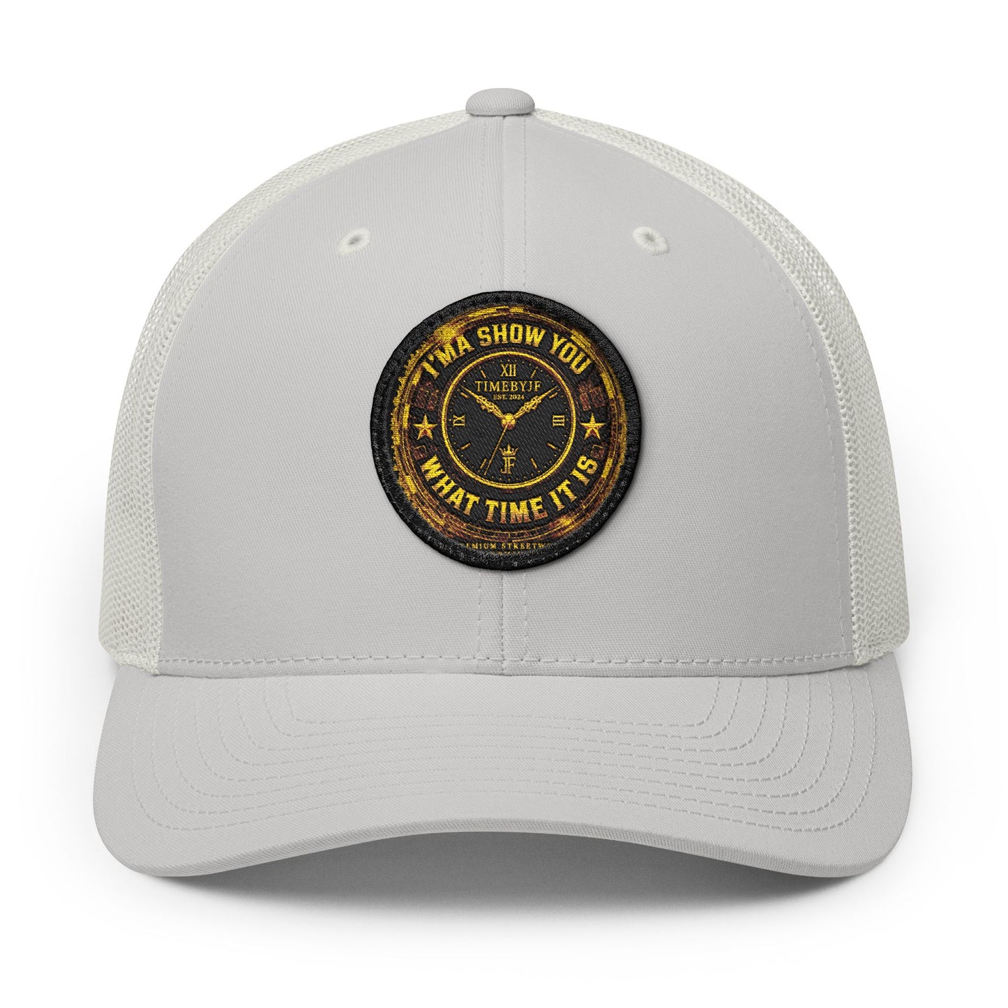 Vintage 'Show Me What Time It Is' Embroidered Patch Trucker Cap