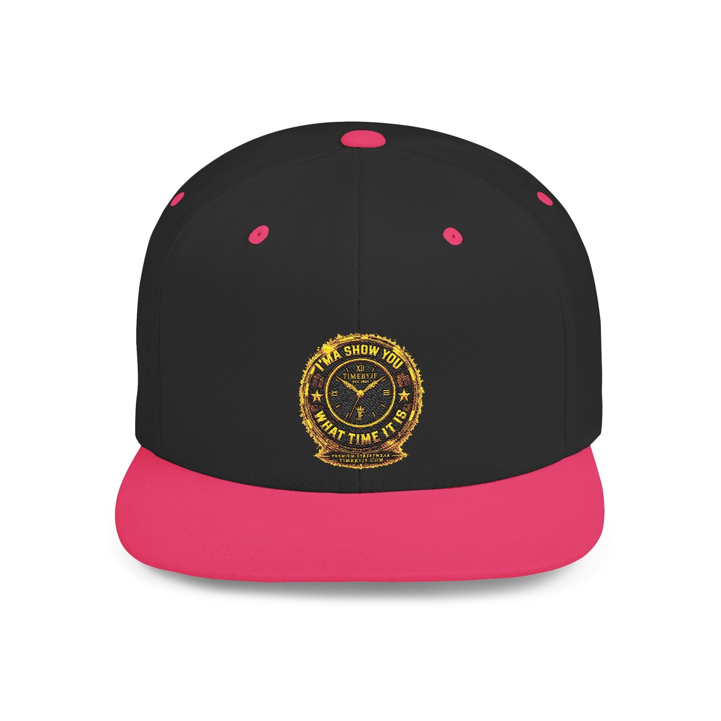 Snapback Hat — Gold Seal Clock Logo Flat Bill Cap