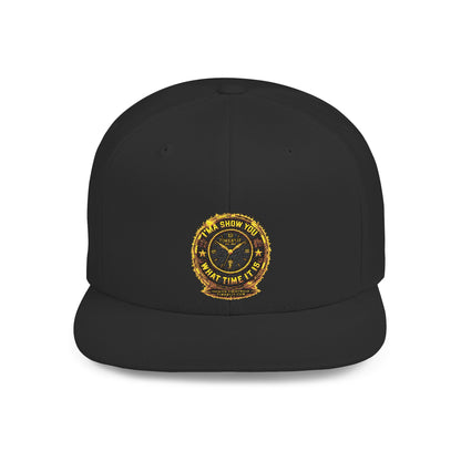 Snapback Hat — Gold Seal Clock Logo Flat Bill Cap