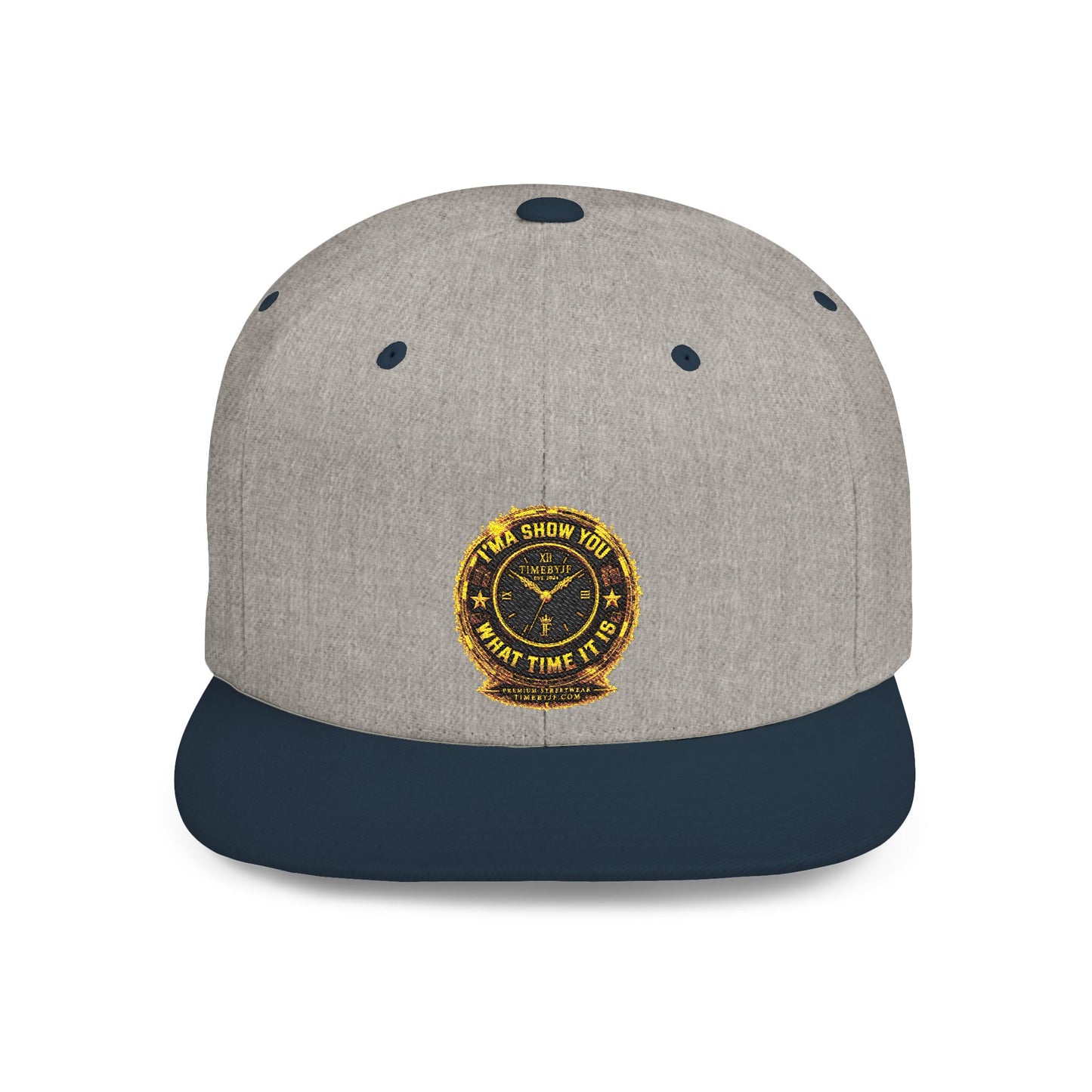 Snapback Hat — Gold Seal Clock Logo Flat Bill Cap