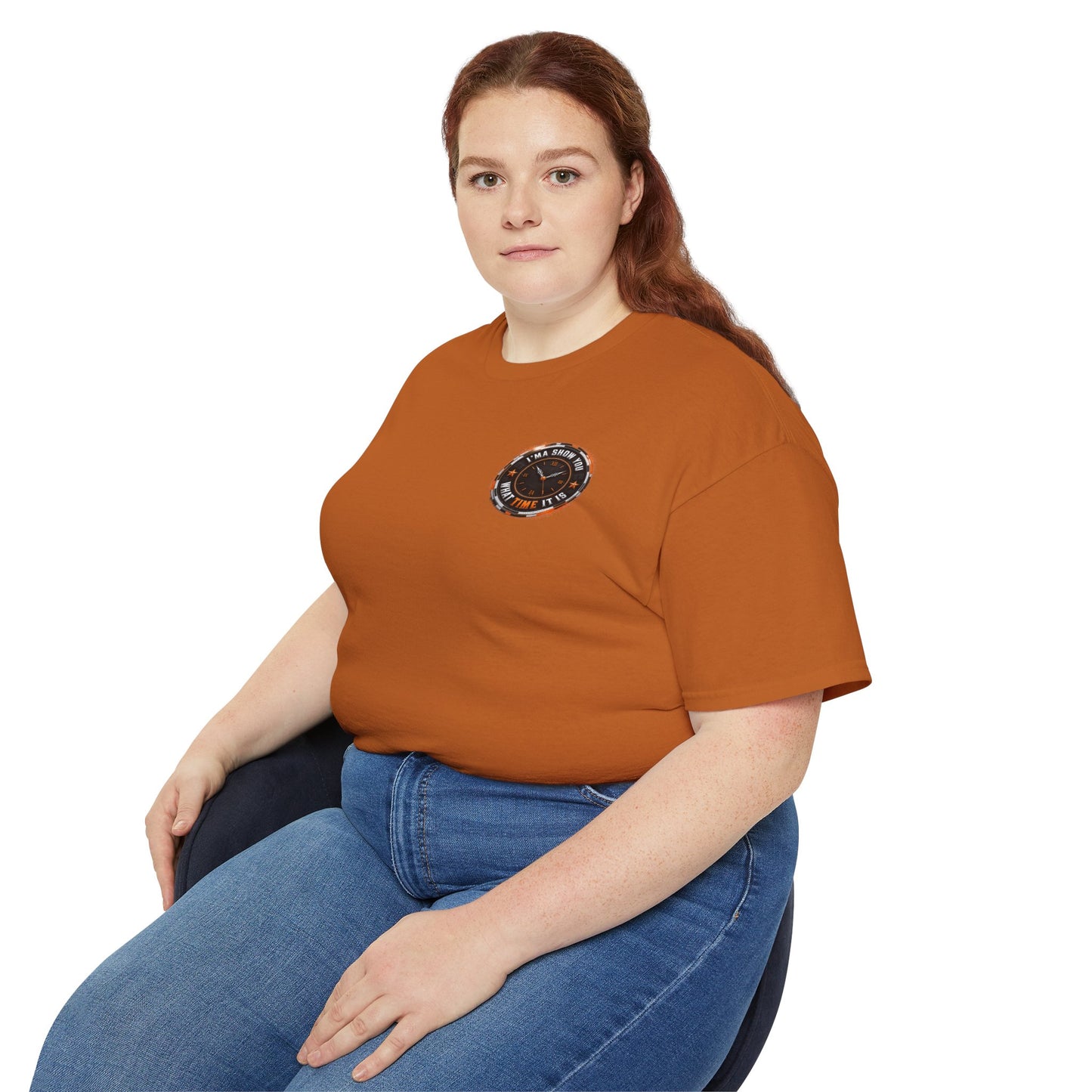 Black T‑Shirt with Orange Holographic Poker Chip Logo – Casino Night Tee