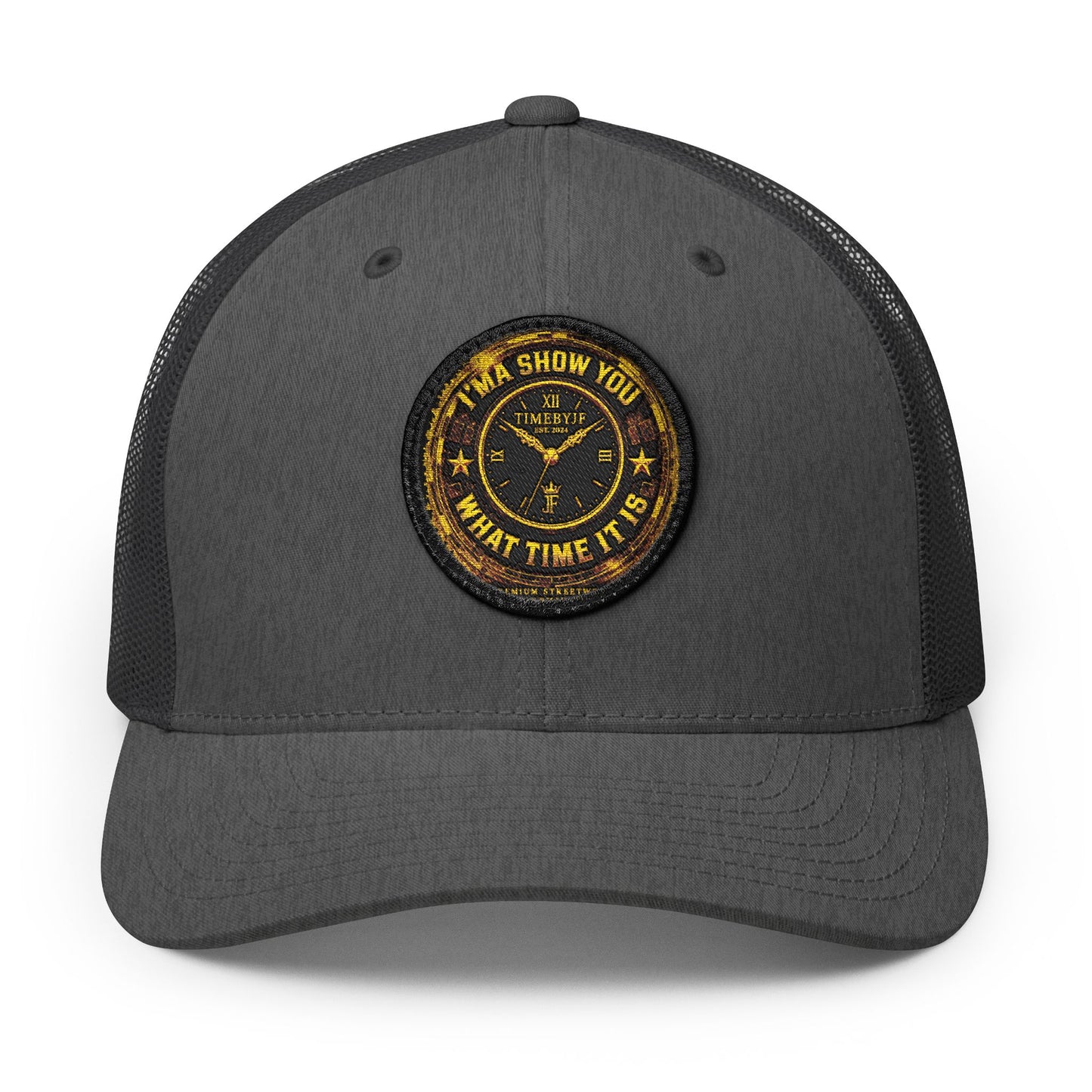 Vintage 'Show Me What Time It Is' Embroidered Patch Trucker Cap