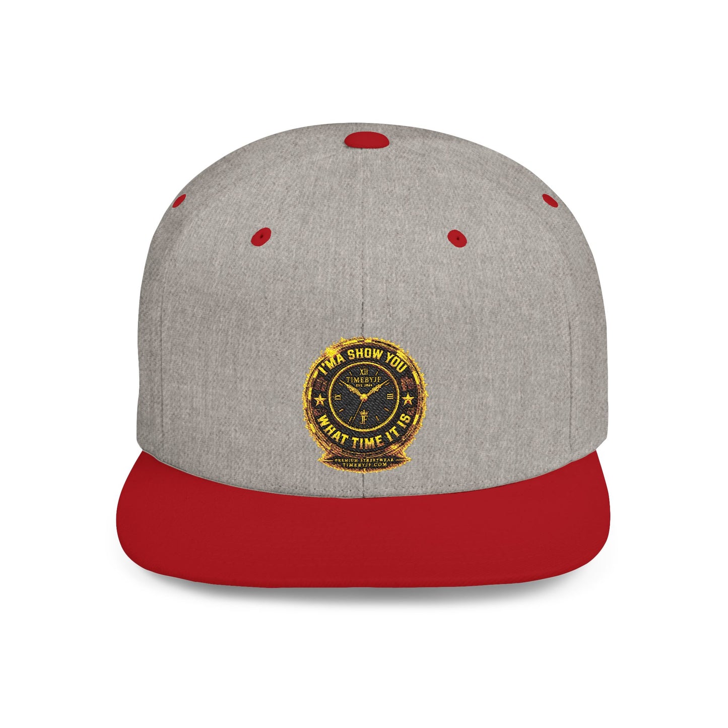 Snapback Hat — Gold Seal Clock Logo Flat Bill Cap