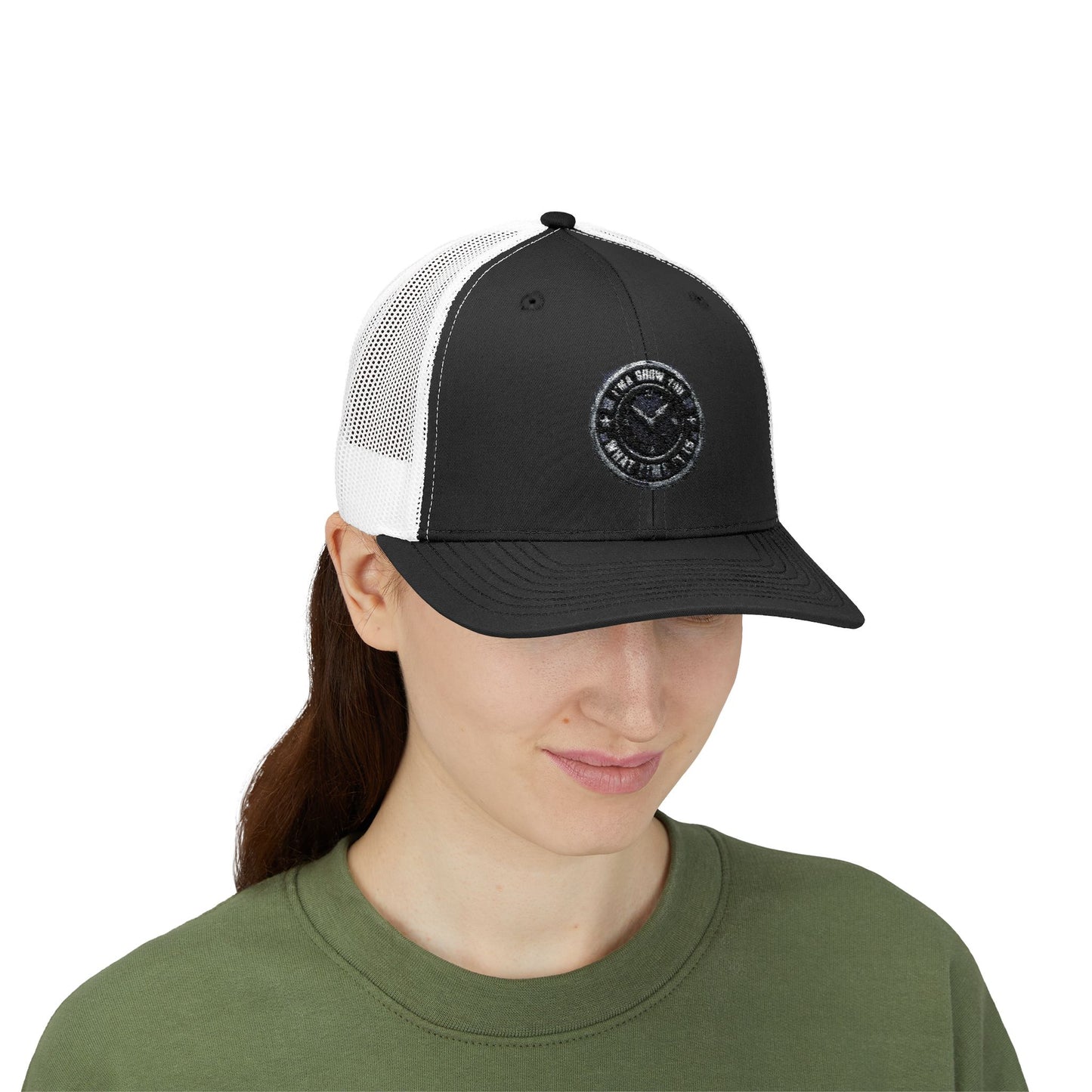 Trucker Cap — Distressed Round Patch 'Don't Ask Me' Vintage Logo