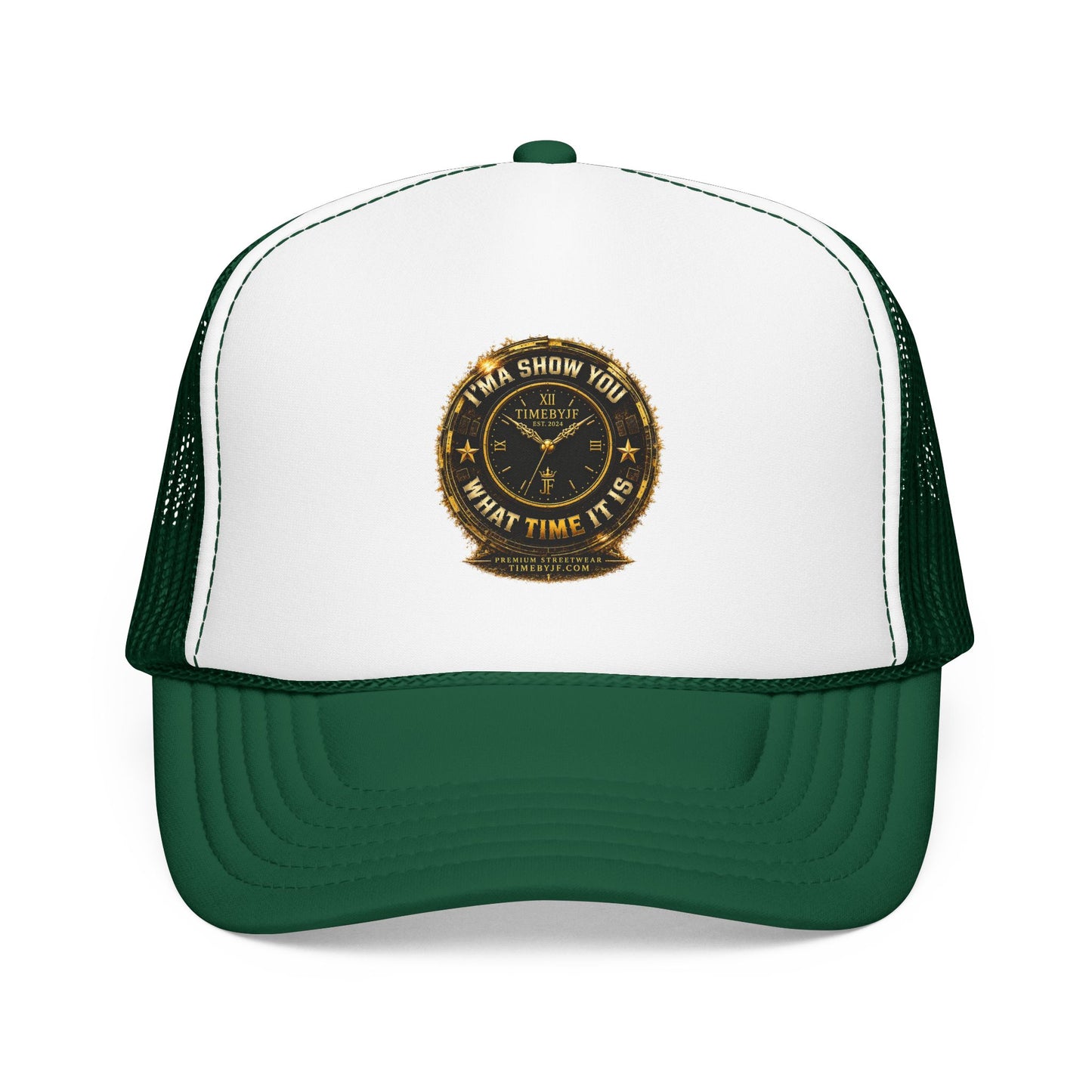 Trucker Hat — 'What Time Is It? I'ma Show You' Vintage Clock Patch