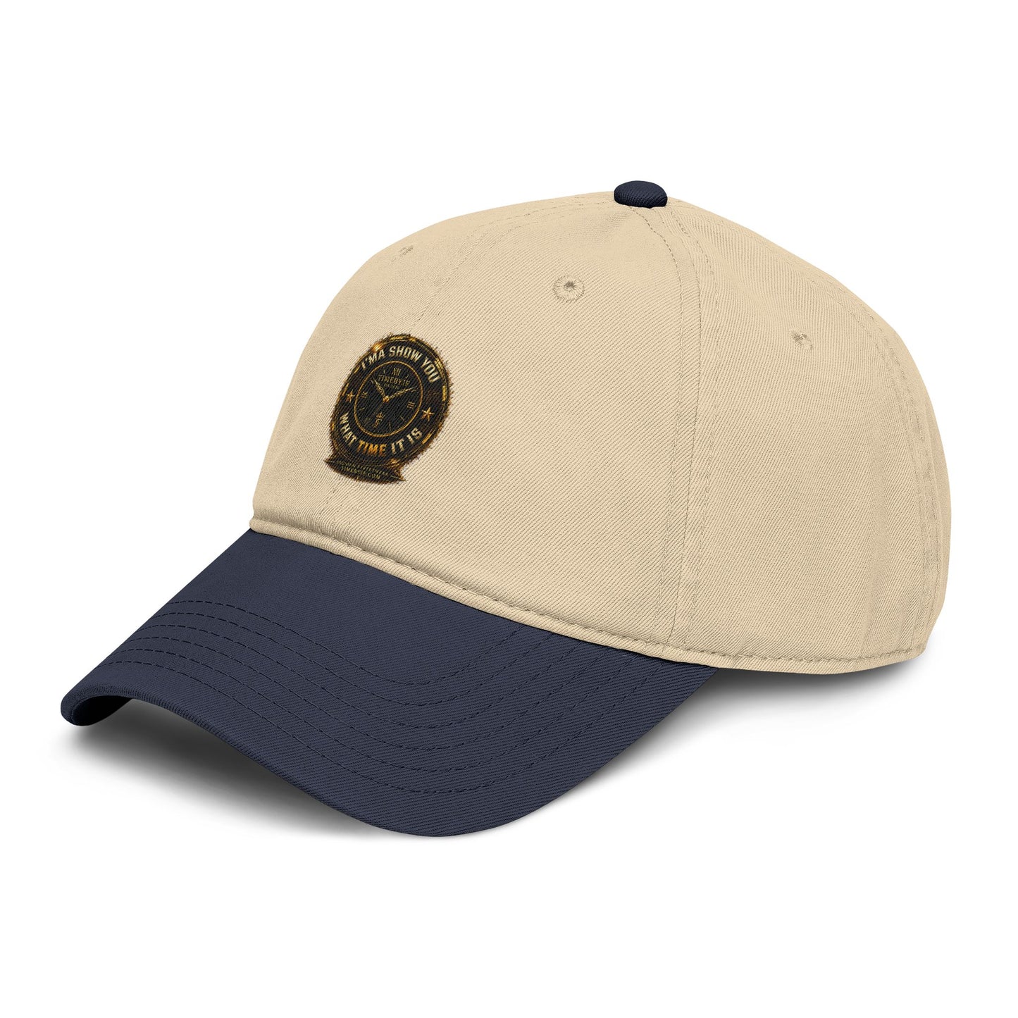 Washed Cotton Baseball Cap with Vintage Compass Patch - Adventure Travel Hat