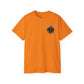 Black T‑Shirt with Orange Holographic Poker Chip Logo – Casino Night Tee