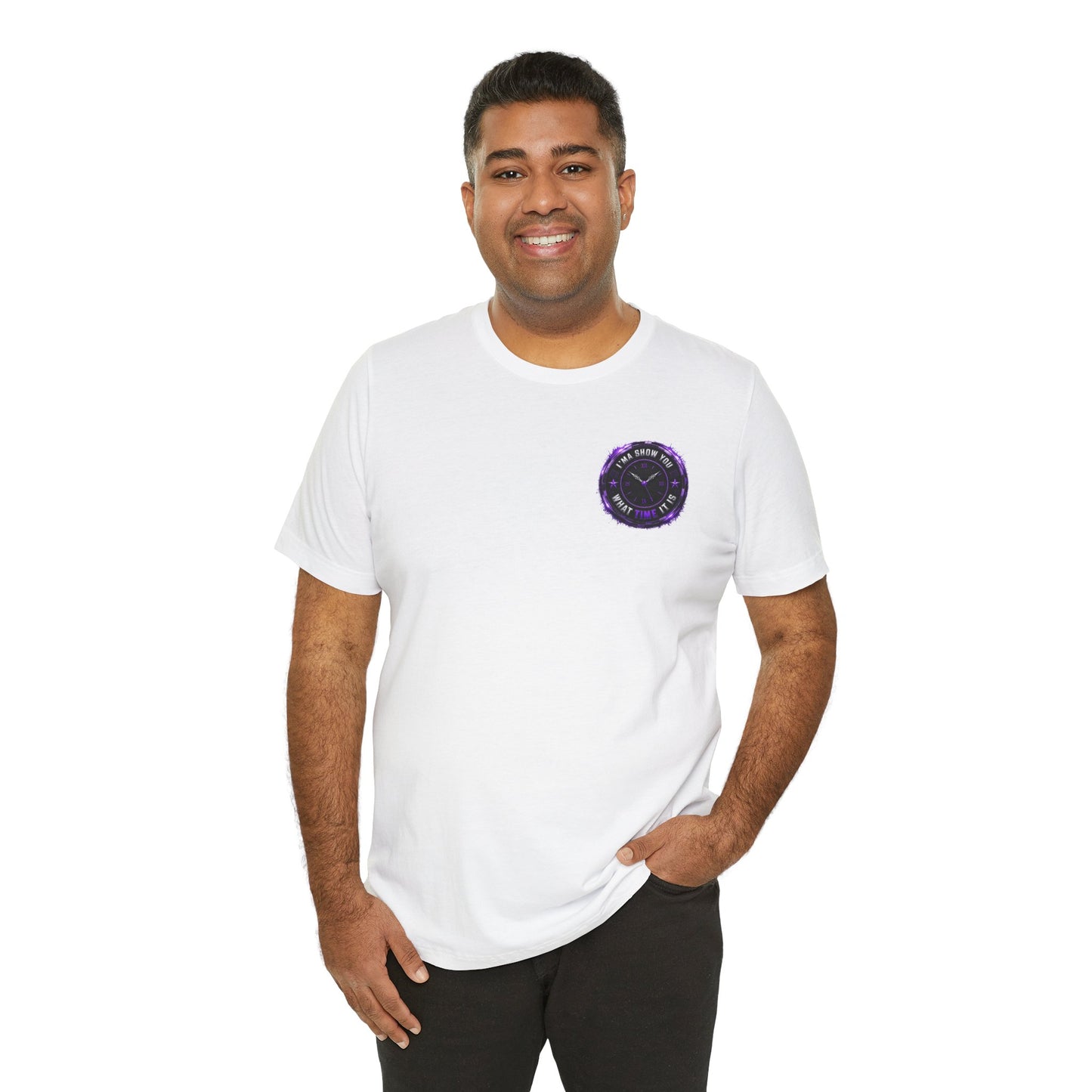 Pocket Cosmic Clock Tee — "Time to Glow" Graphic T‑Shirt
