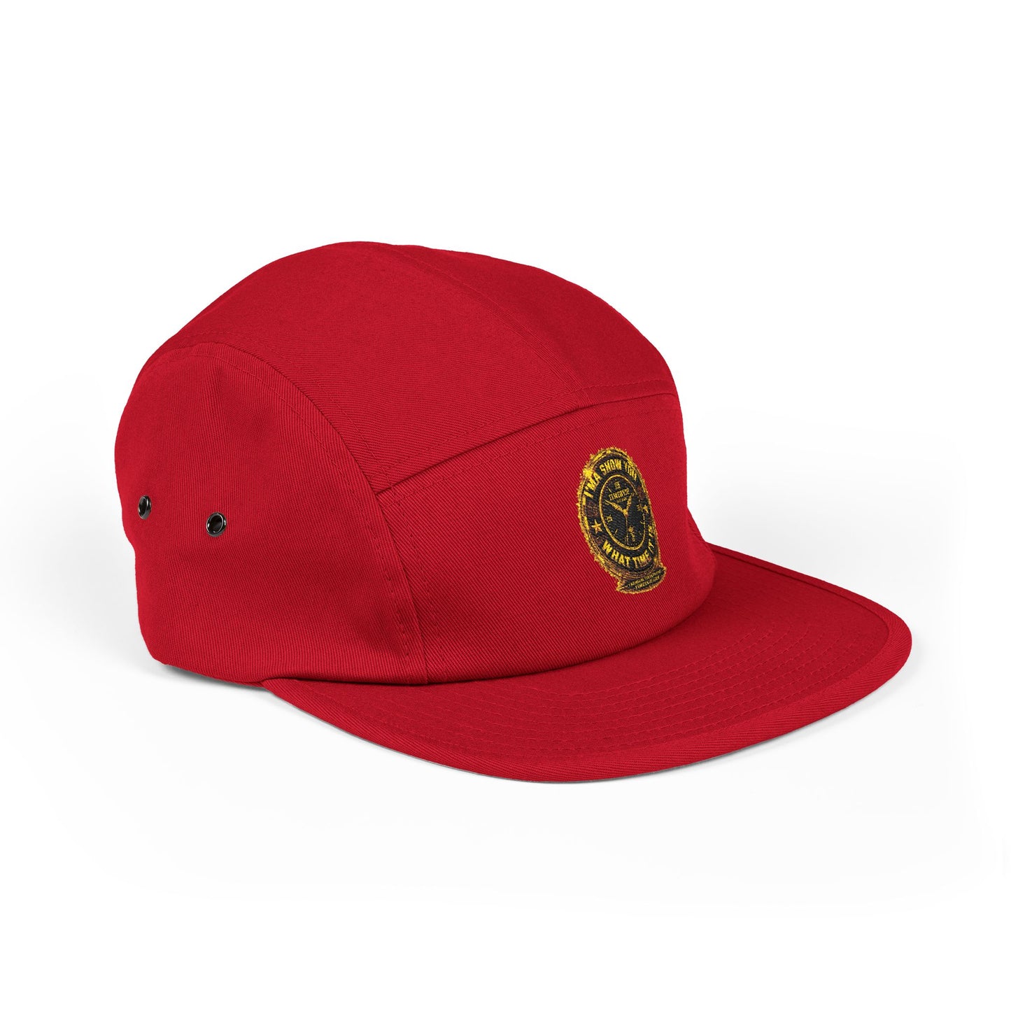 Embroidered Compass Badge 5-Panel Cap — Khaki Outdoor Adventure Hat