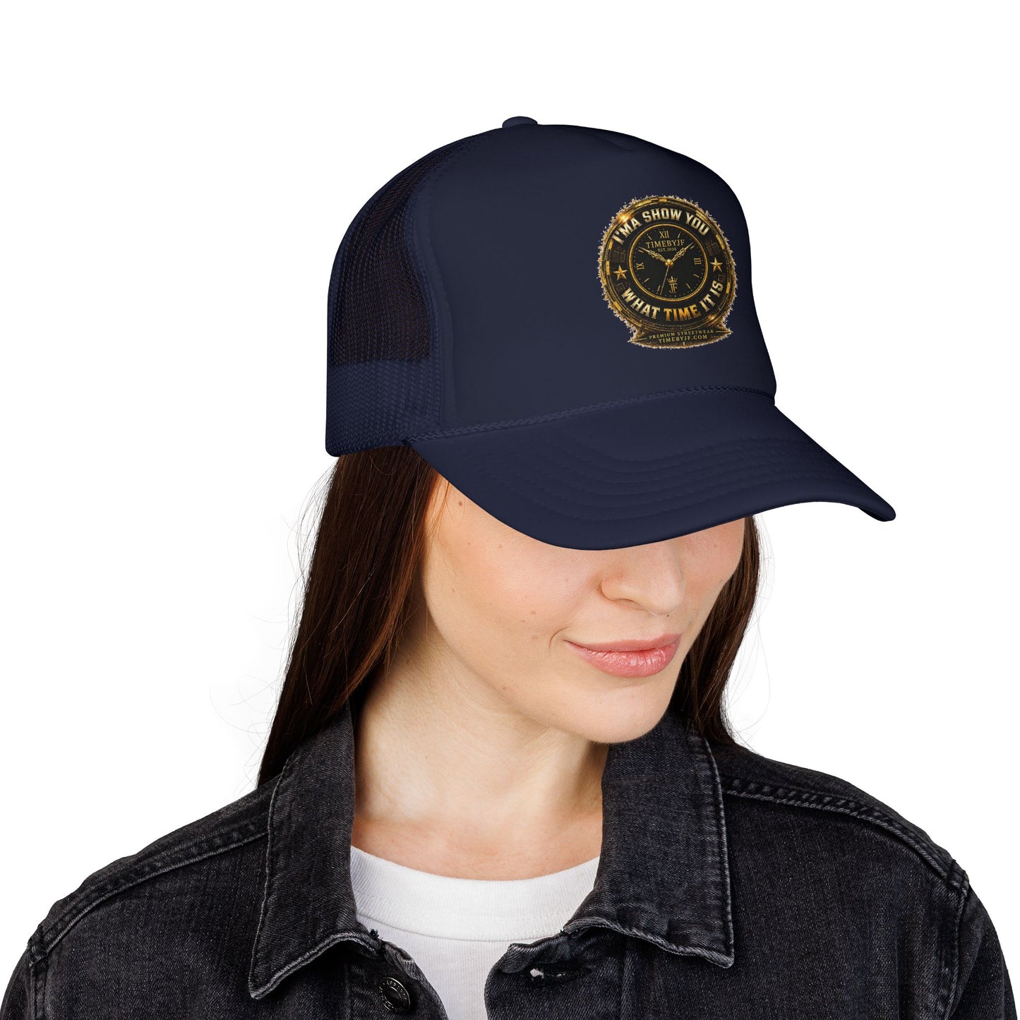 Trucker Hat — 'What Time Is It? I'ma Show You' Vintage Clock Patch