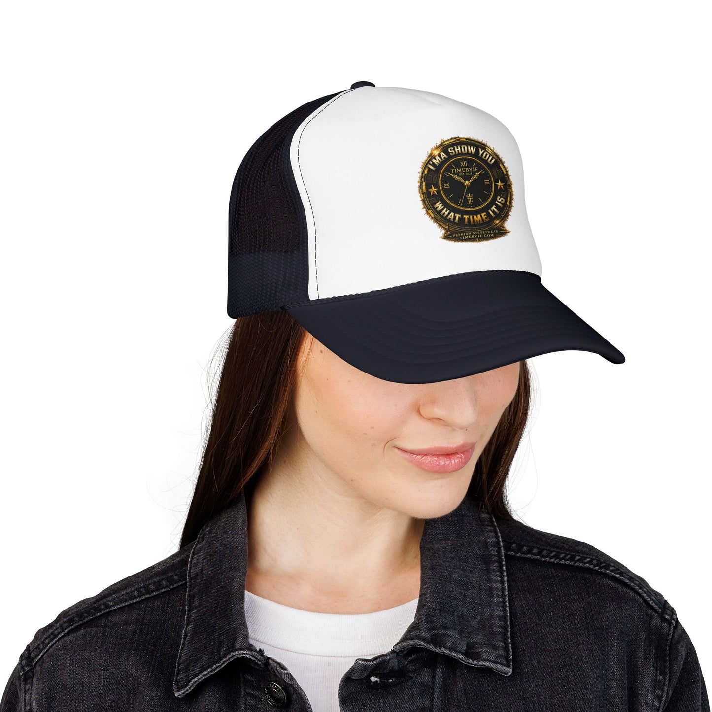 Trucker Hat — 'What Time Is It? I'ma Show You' Vintage Clock Patch