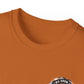 Black T‑Shirt with Orange Holographic Poker Chip Logo – Casino Night Tee