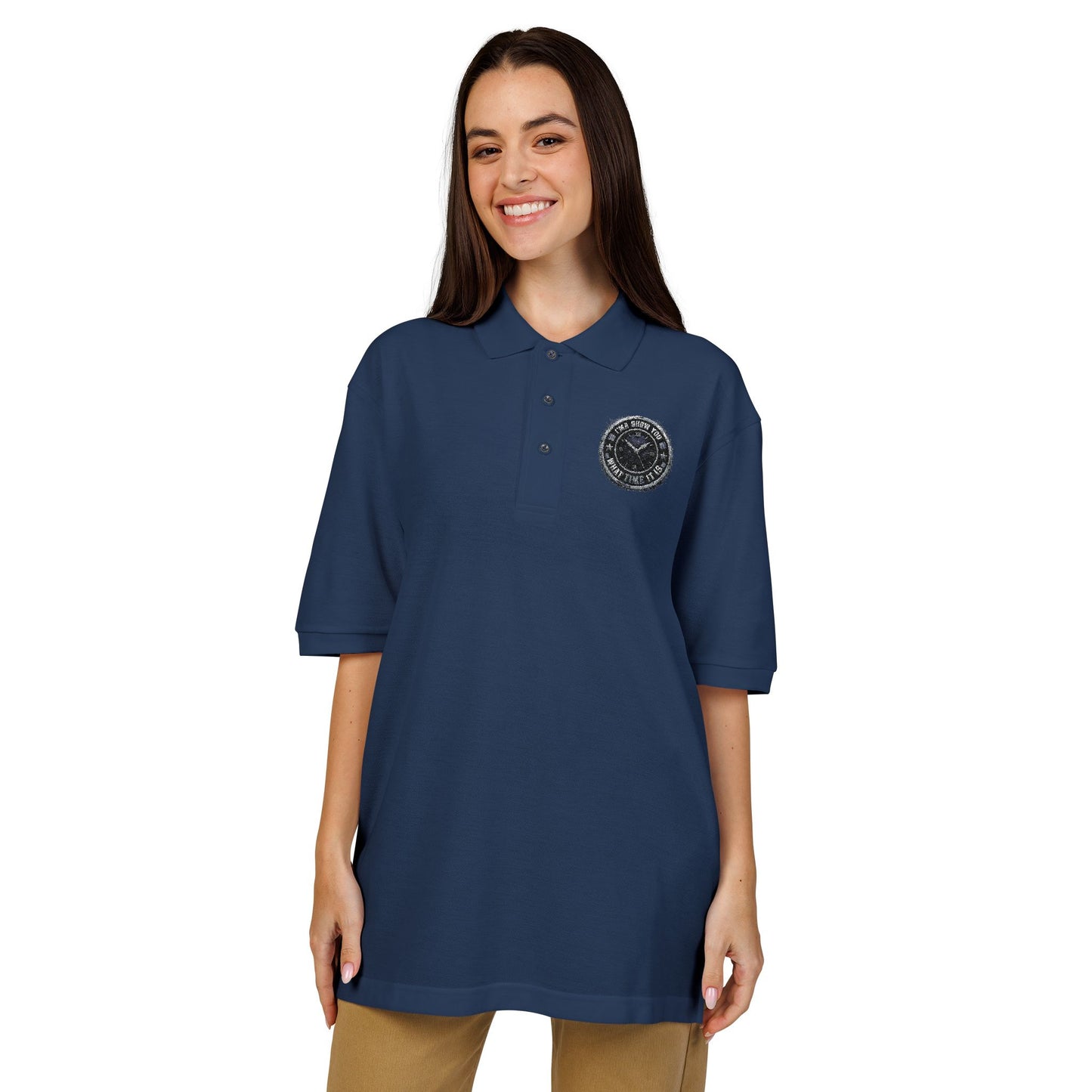 Embroidered Compass Logo Polo — Casual Nautical Work Shirt