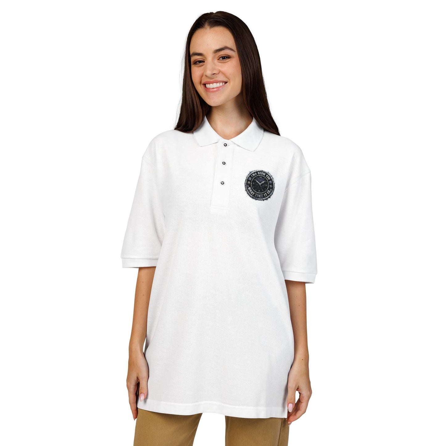 Embroidered Compass Logo Polo — Casual Nautical Work Shirt