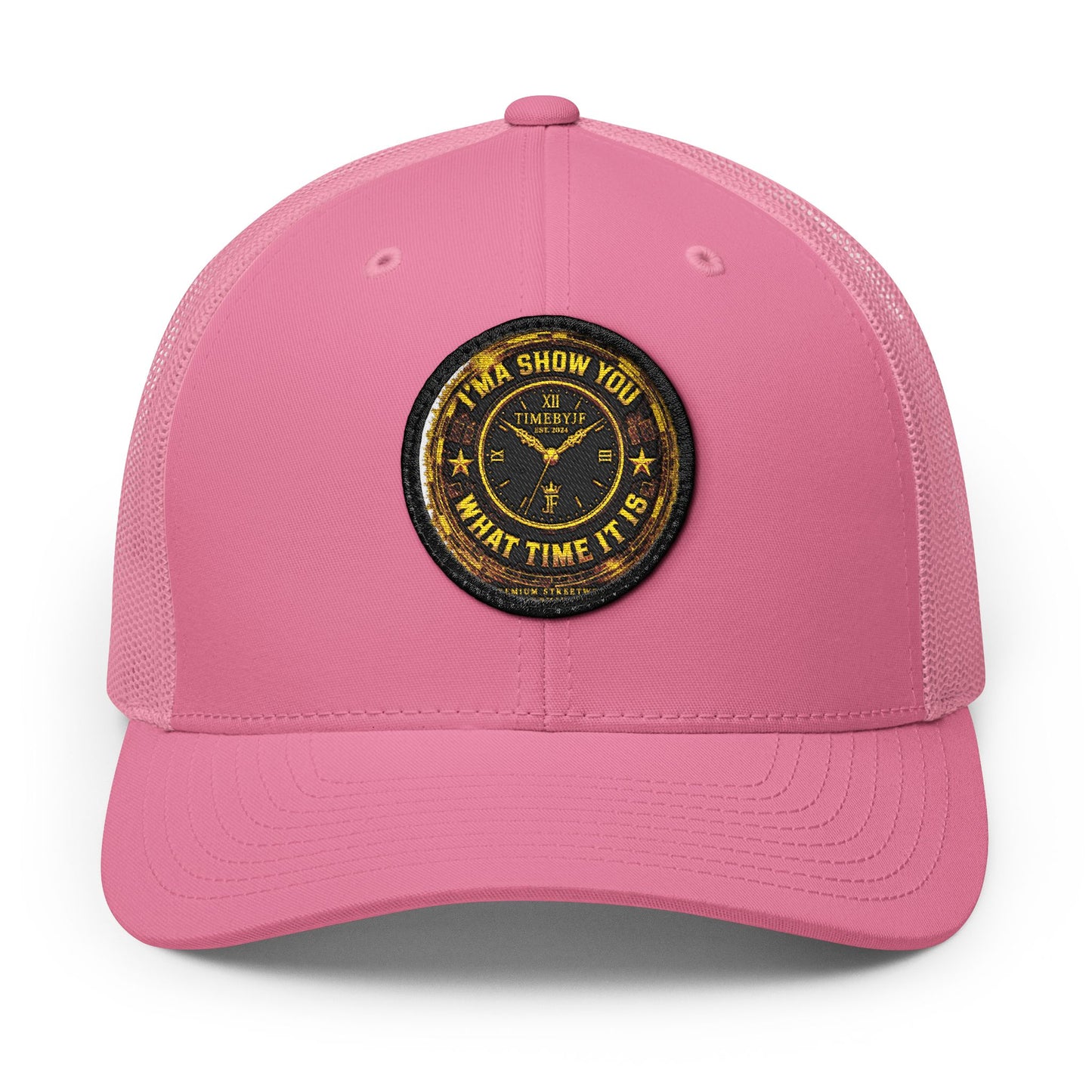 Vintage 'Show Me What Time It Is' Embroidered Patch Trucker Cap