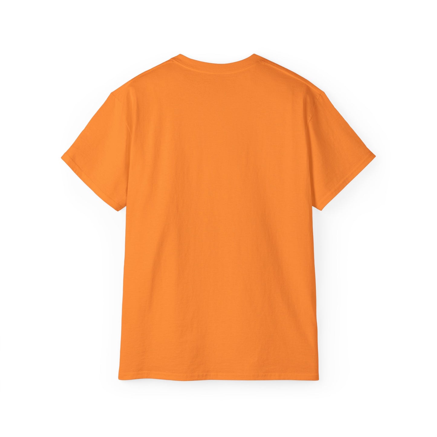 Black T‑Shirt with Orange Holographic Poker Chip Logo – Casino Night Tee