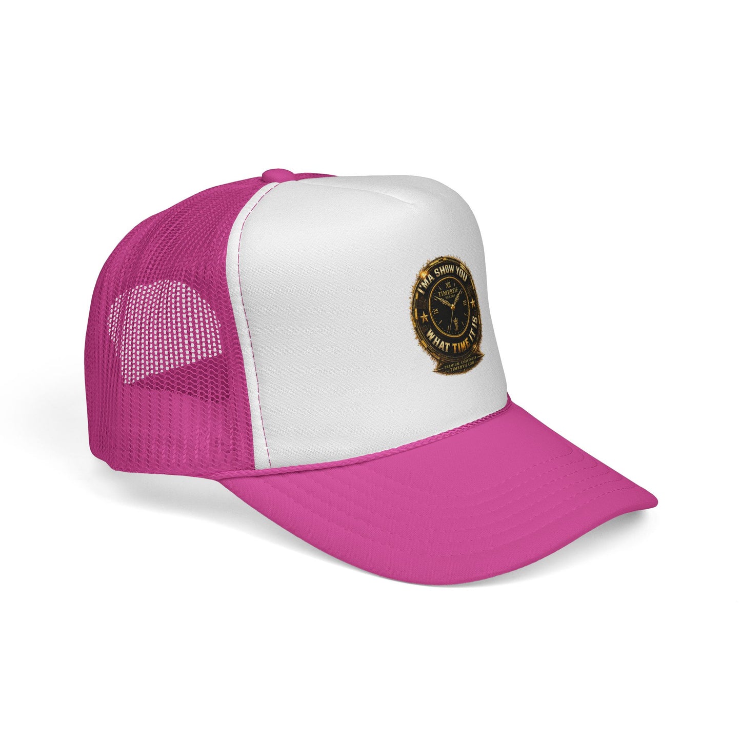 Vintage Gold Compass Trucker Cap — “Nowhere to Be, Any Time to Go” Mesh Hat