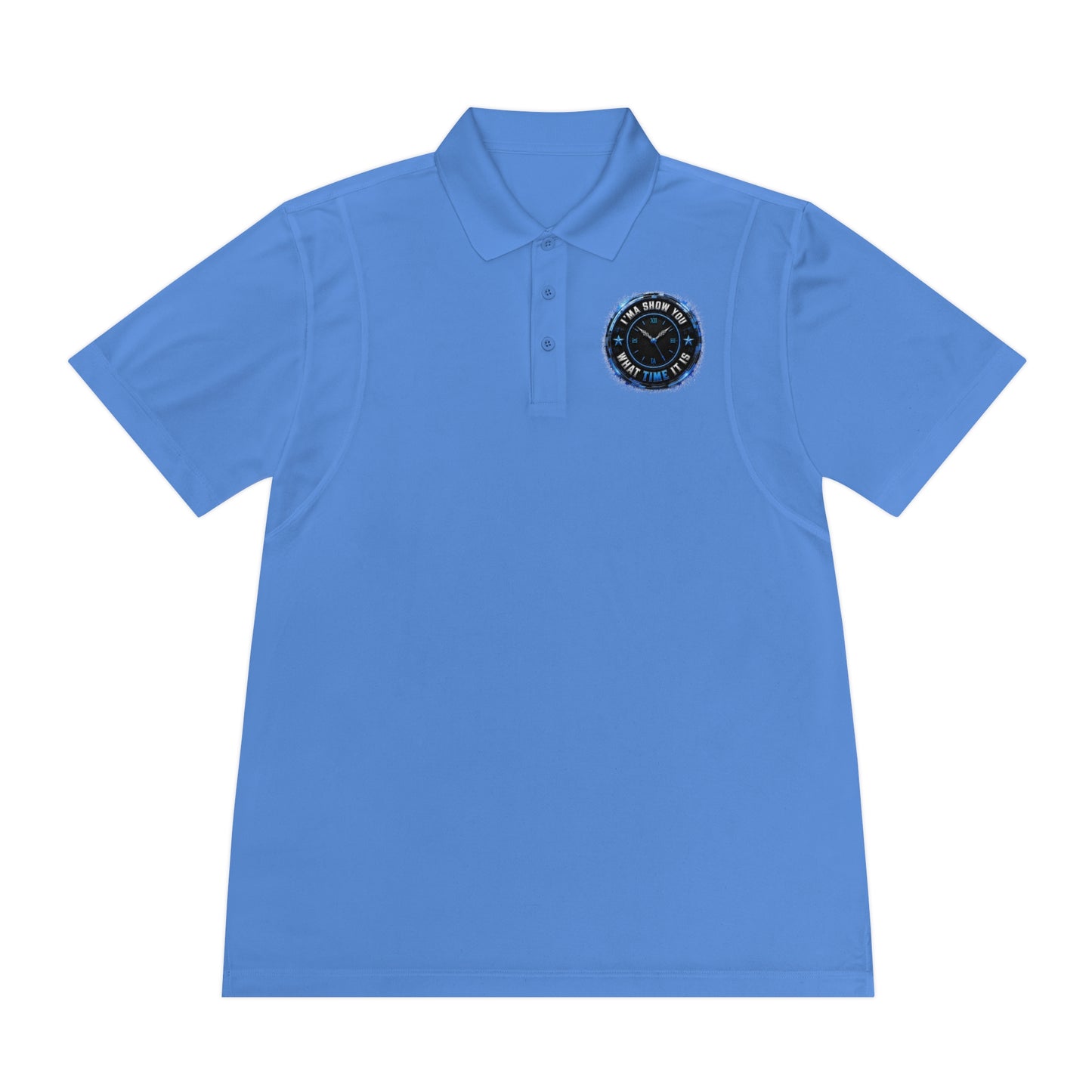 Men's Sport Polo — Blue Compass Badge Performance Golf Shirt