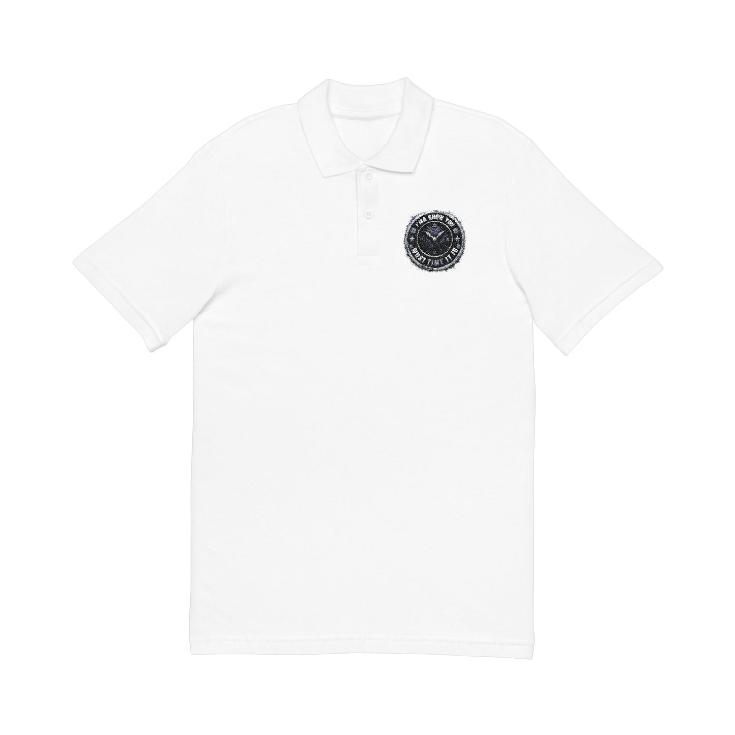 Embroidered Crest Polo Shirt — Classic White Pique