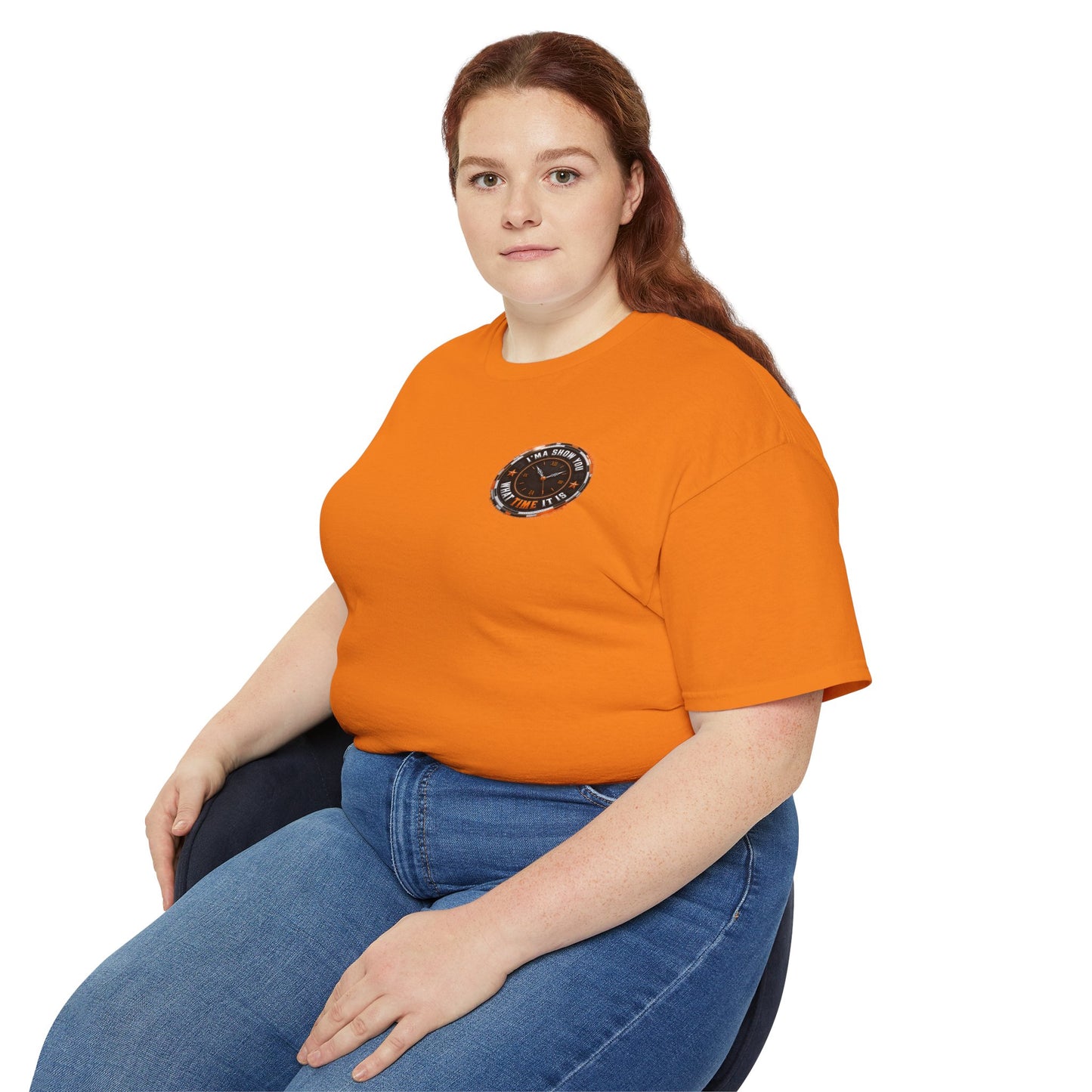 Black T‑Shirt with Orange Holographic Poker Chip Logo – Casino Night Tee