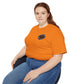 Black T‑Shirt with Orange Holographic Poker Chip Logo – Casino Night Tee