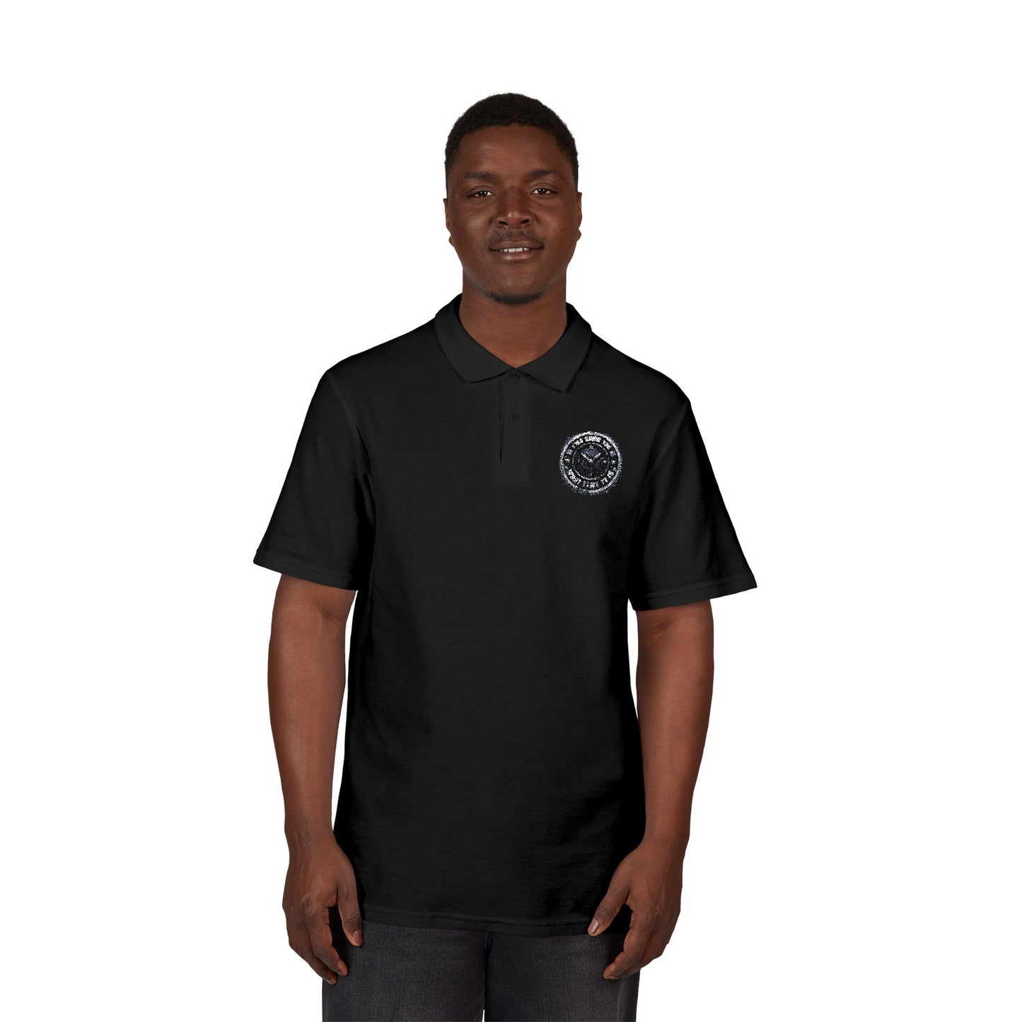 Embroidered Crest Polo Shirt — Classic White Pique