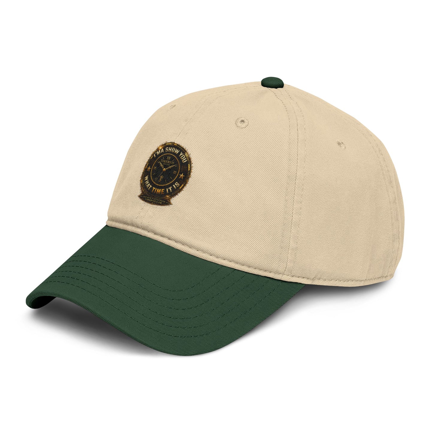 Washed Cotton Baseball Cap with Vintage Compass Patch - Adventure Travel Hat