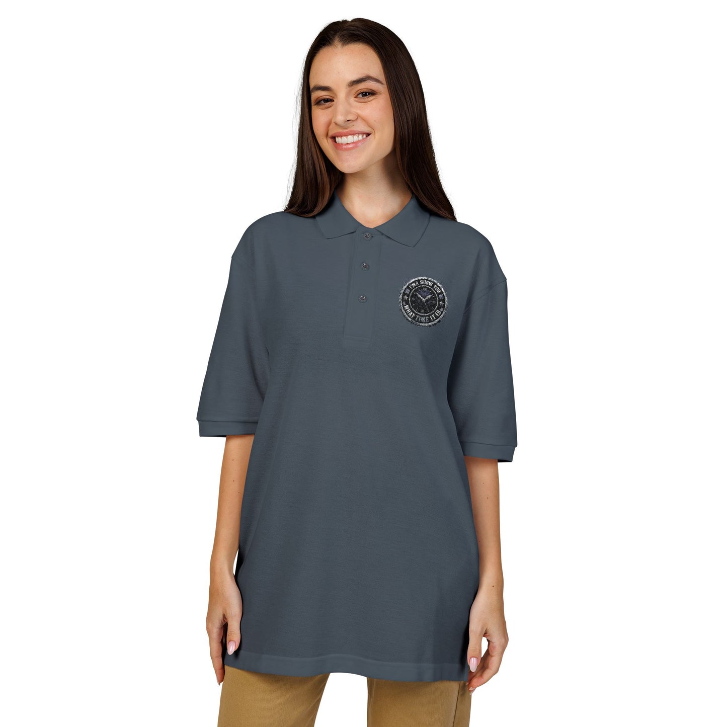 Embroidered Compass Logo Polo — Casual Nautical Work Shirt