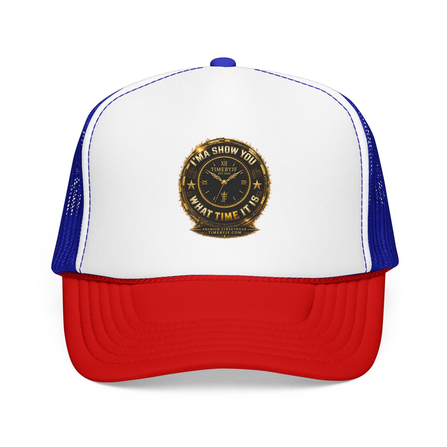 Trucker Hat — 'What Time Is It? I'ma Show You' Vintage Clock Patch