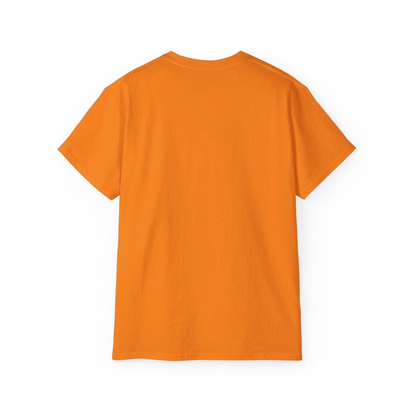 Black T‑Shirt with Orange Holographic Poker Chip Logo – Casino Night Tee