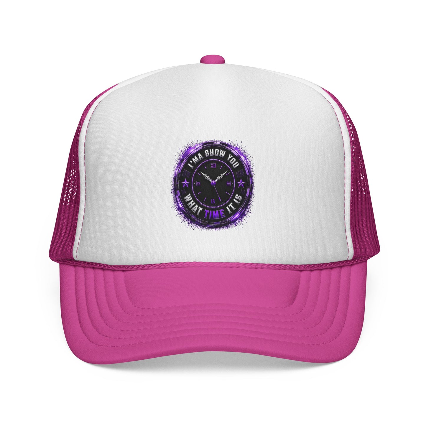 Trucker Cap — 'Take a Show Now, What Time It Is' Vintage Clock Graphic