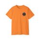 Black T‑Shirt with Orange Holographic Poker Chip Logo – Casino Night Tee