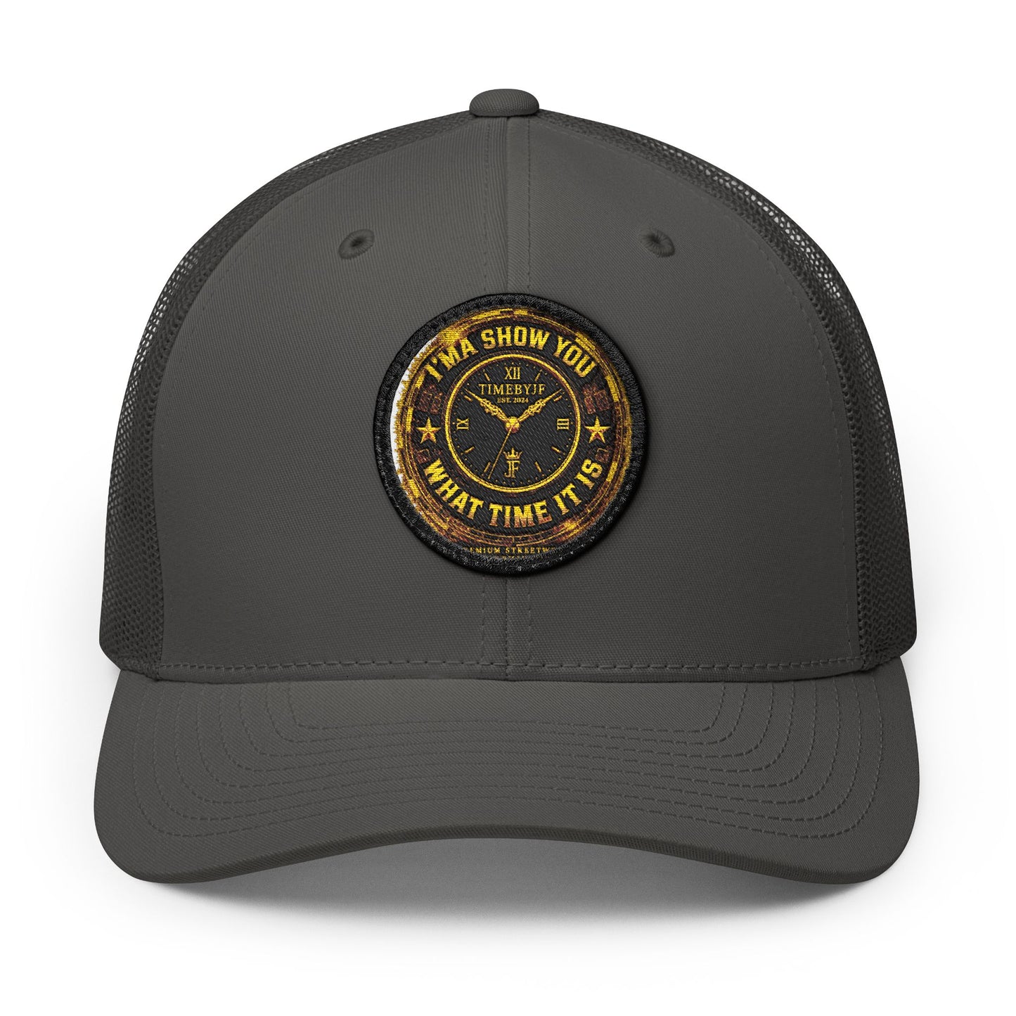 Vintage 'Show Me What Time It Is' Embroidered Patch Trucker Cap