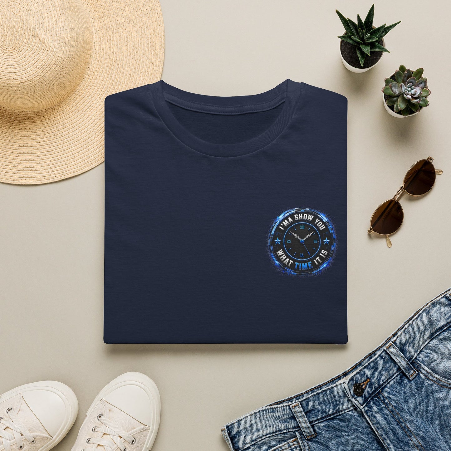 Vintage Compass Badge T-Shirt — "Take Your Time" Minimal Travel Tee