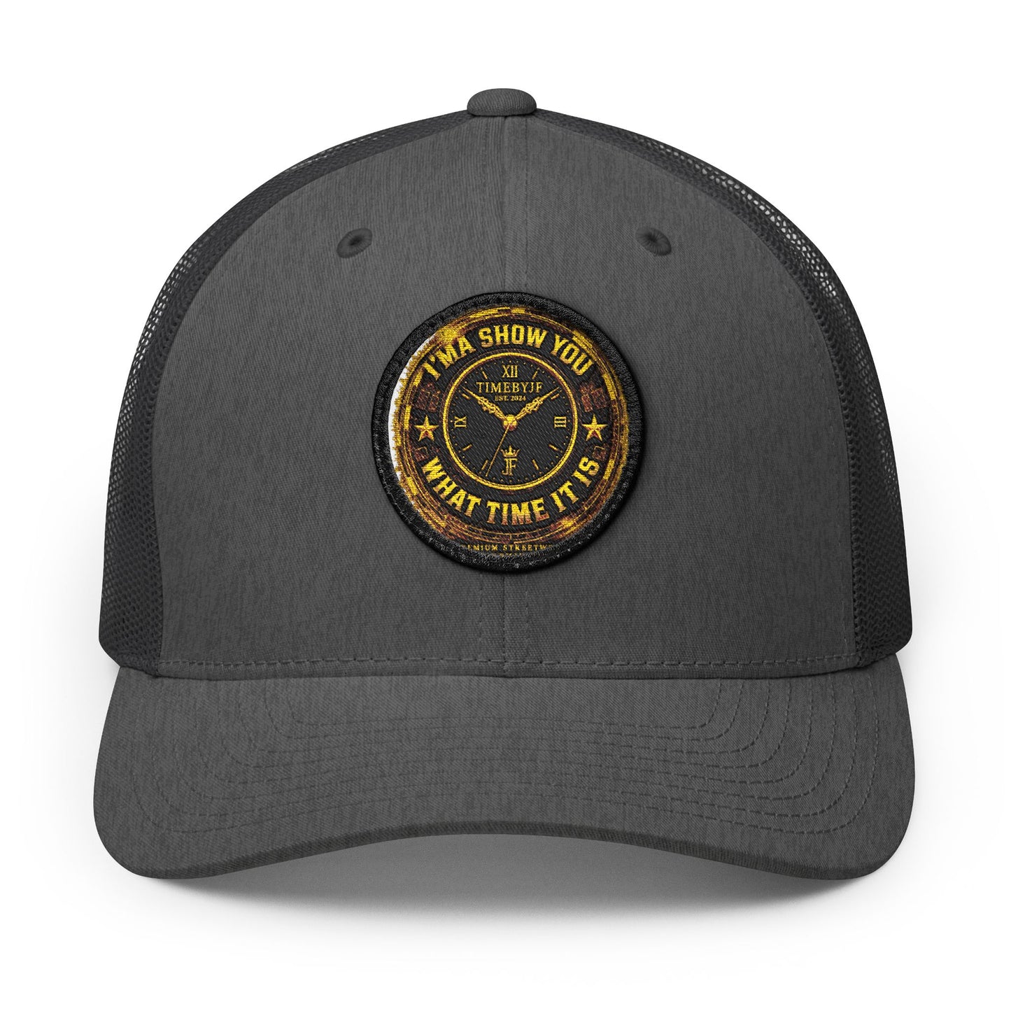 Vintage 'Show Me What Time It Is' Embroidered Patch Trucker Cap