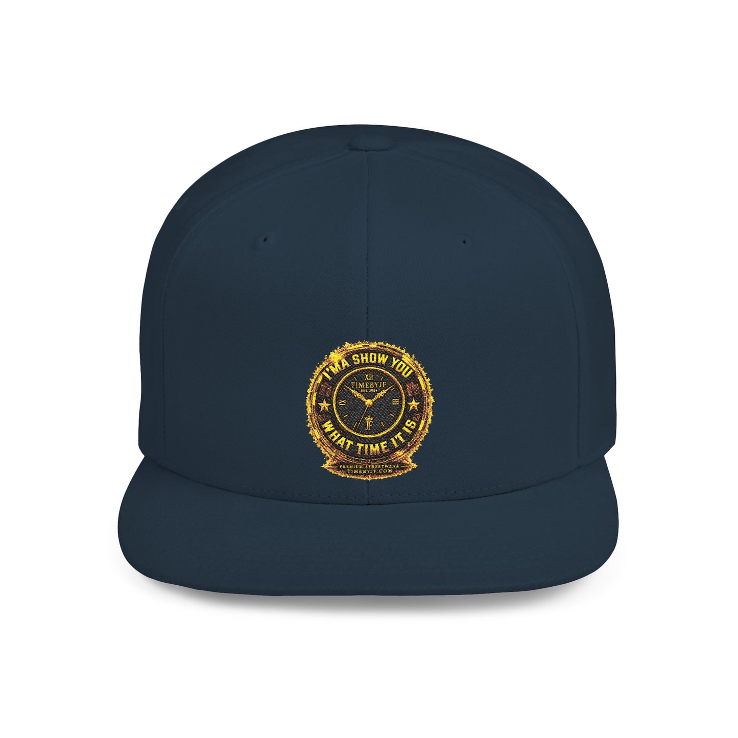 Snapback Hat — Gold Seal Clock Logo Flat Bill Cap