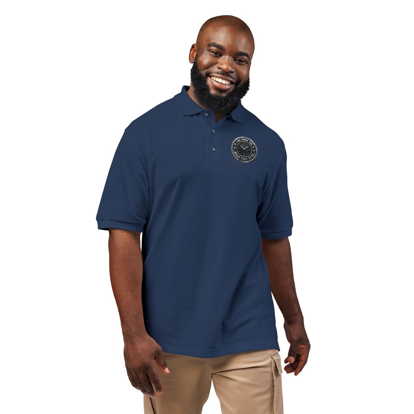 Embroidered Compass Logo Polo — Casual Nautical Work Shirt