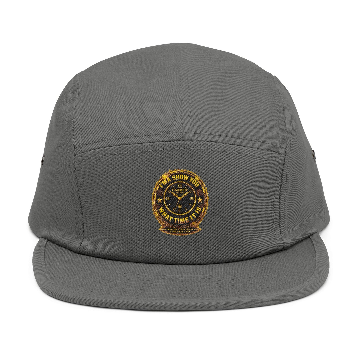 Embroidered Compass Badge 5-Panel Cap — Khaki Outdoor Adventure Hat