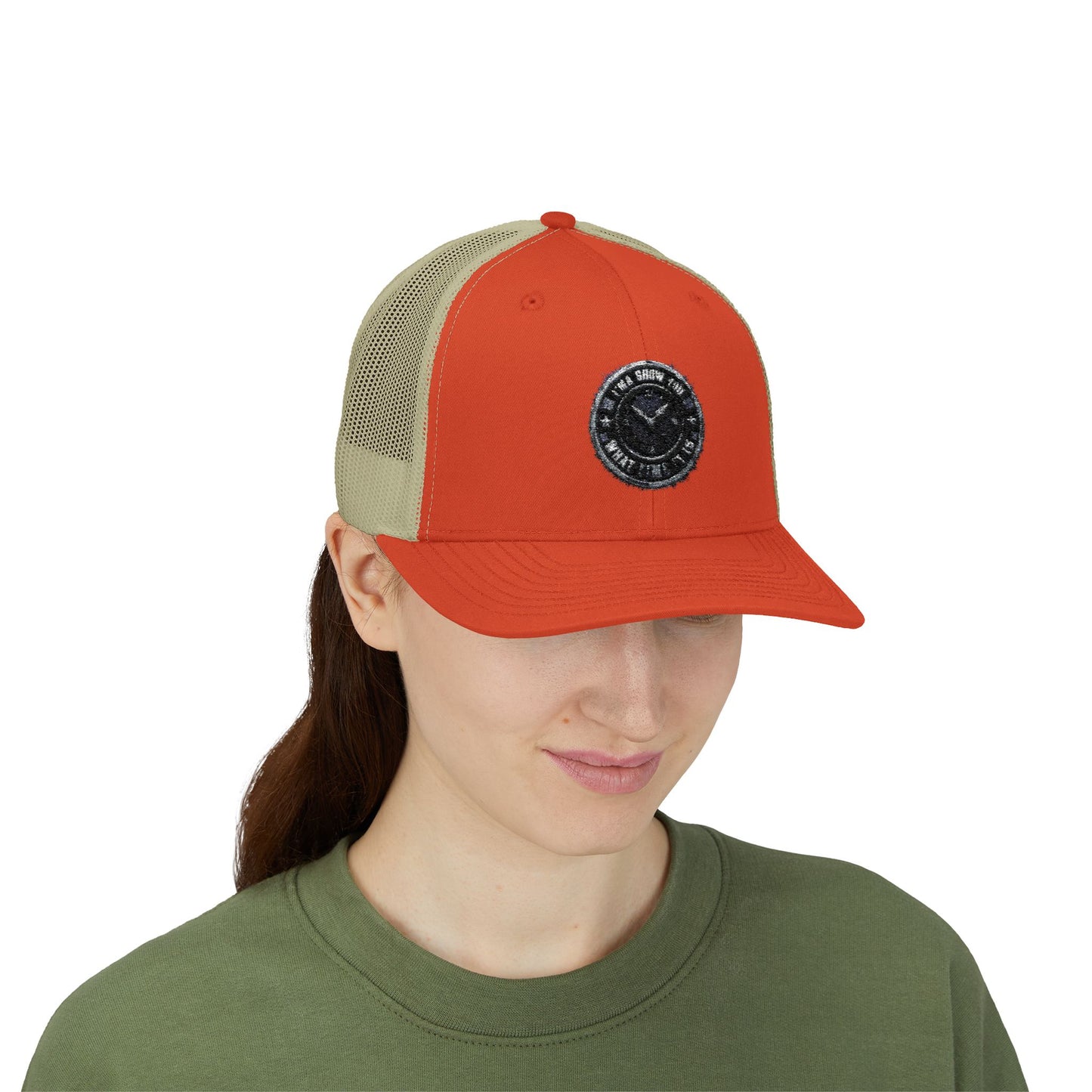 Trucker Cap — Distressed Round Patch 'Don't Ask Me' Vintage Logo