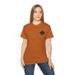 Black T‑Shirt with Orange Holographic Poker Chip Logo – Casino Night Tee