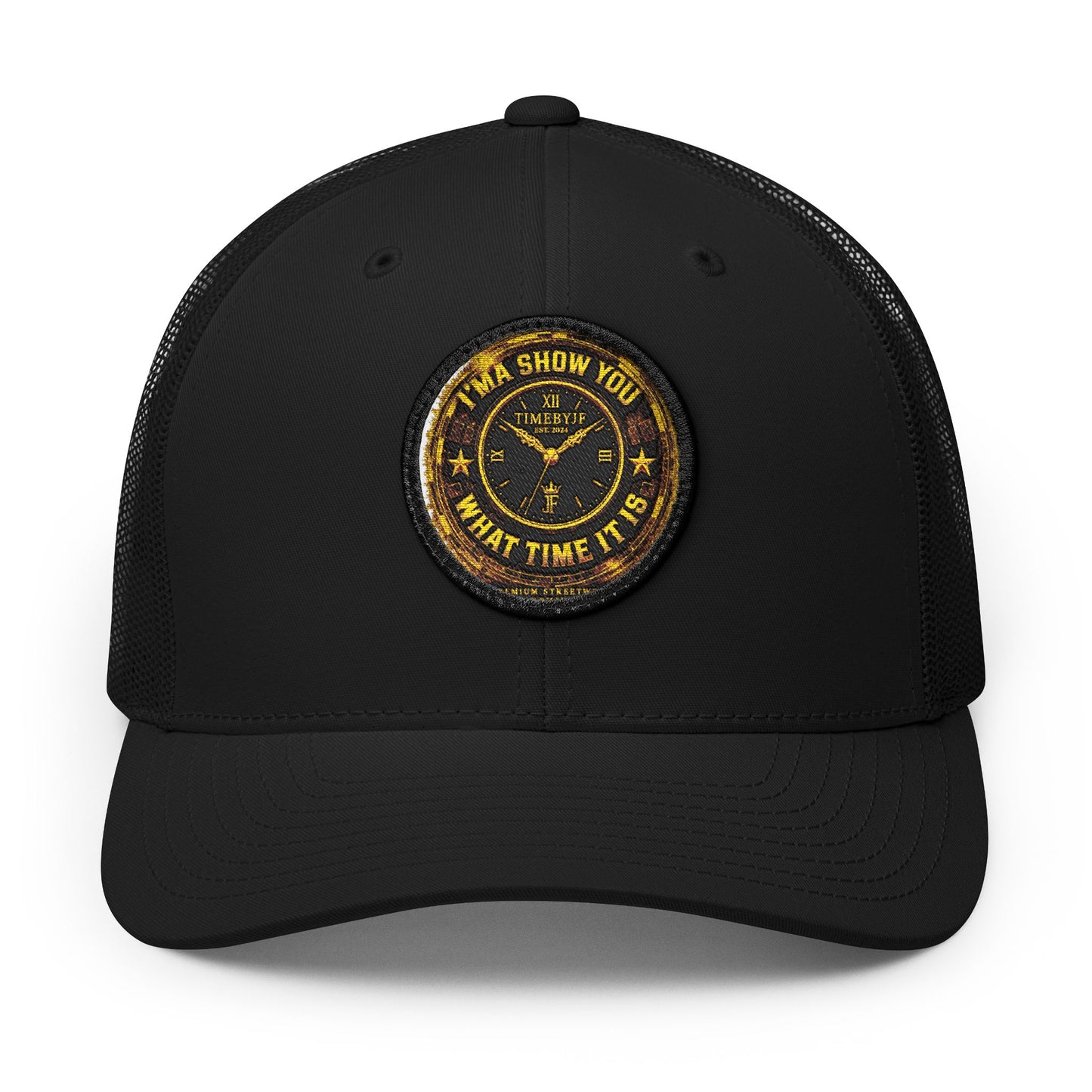 Vintage 'Show Me What Time It Is' Embroidered Patch Trucker Cap
