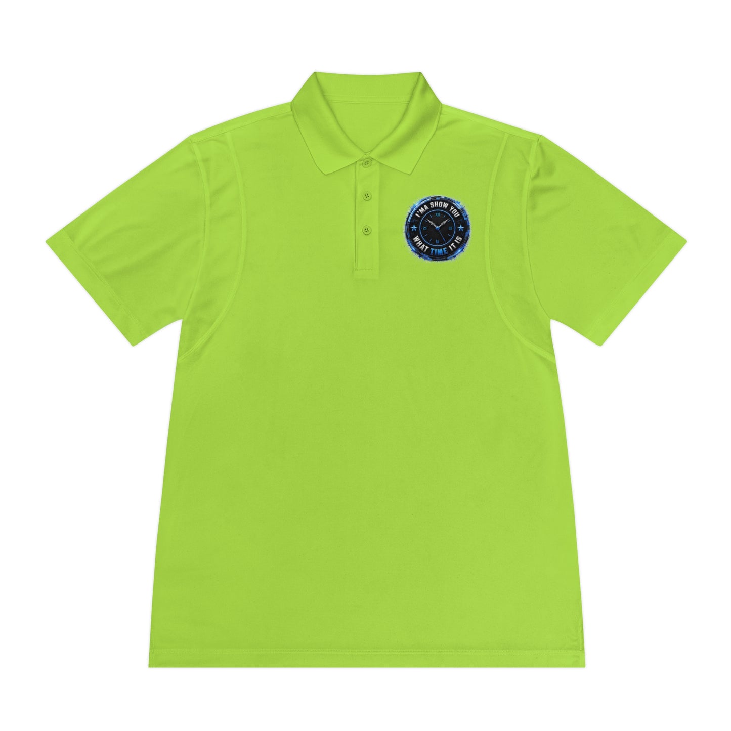 Men's Sport Polo — Blue Compass Badge Performance Golf Shirt