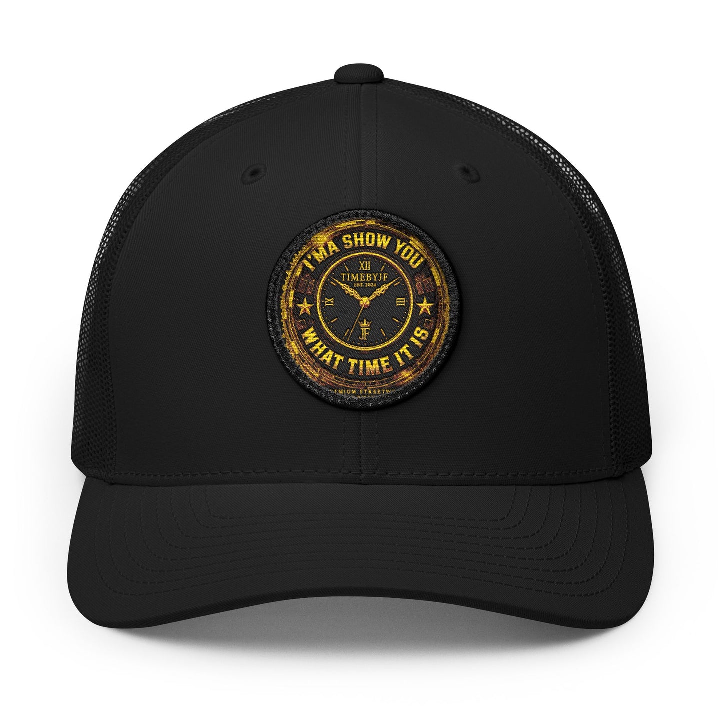 Vintage 'Show Me What Time It Is' Embroidered Patch Trucker Cap